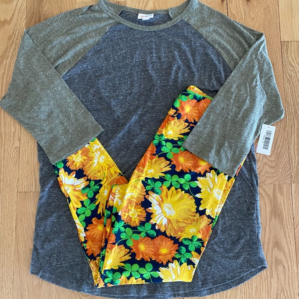 LuLaRoe TC Floral Leggings & XL Randy Outfit